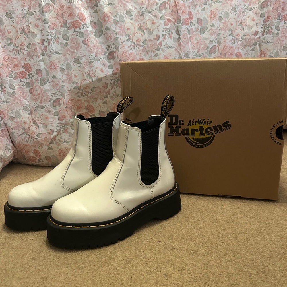 Dr. Martens White Ankle Boots